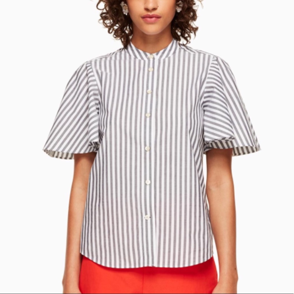 Kate Spade Stripe Flutter Sleeve Top